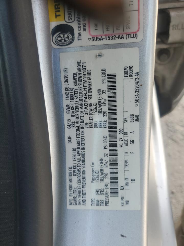 2015 Ford Fiesta Se VIN: 3FADP4BJ1FM191871 Lot: 82776565