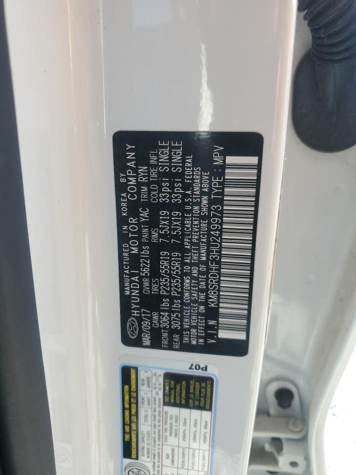 2017 Hyundai Santa Fe Se Ultimate VIN: KM8SRDHF3HU249973 Lot: 81925375