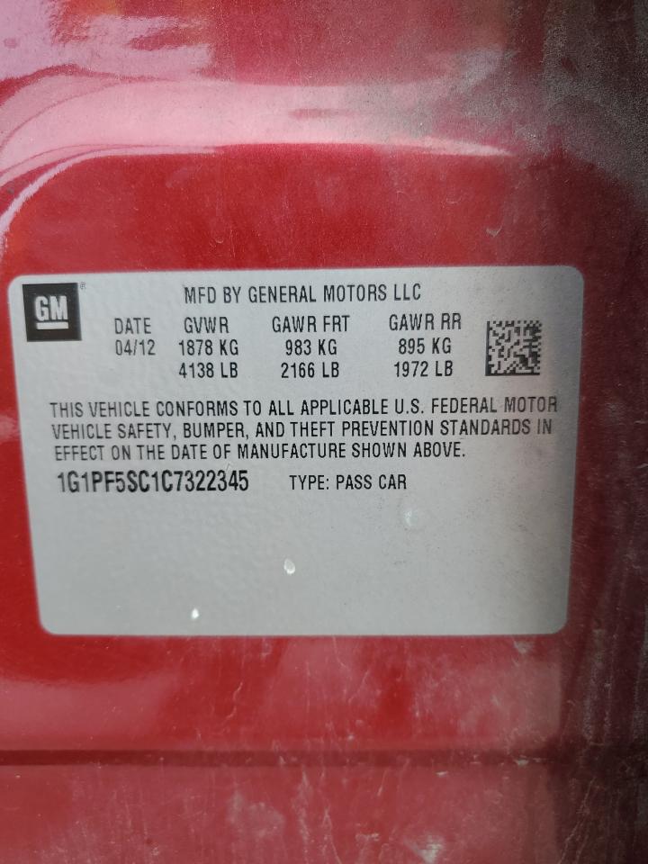 2012 Chevrolet Cruze Lt VIN: 1G1PF5SC1C7322345 Lot: 90306085