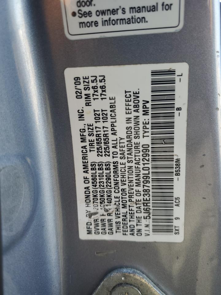 2009 Honda Cr-V Exl VIN: 5J6RE38799L012990 Lot: 85153705