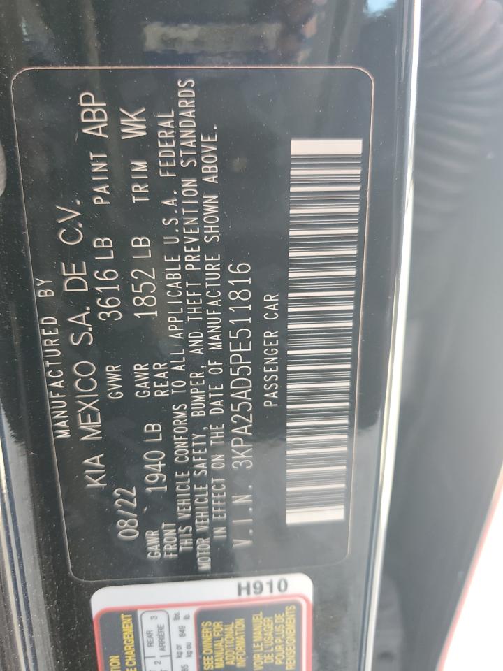 2023 Kia Rio S VIN: 3KPA25AD5PE511816 Lot: 87081585