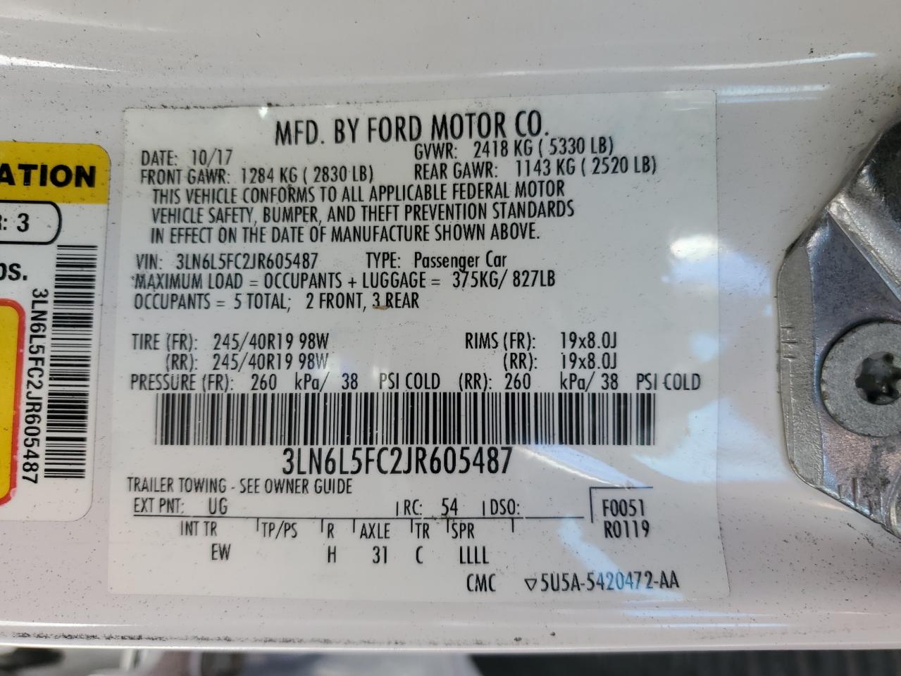 2018 Lincoln Mkz Reserve VIN: 3LN6L5FC2JR605487 Lot: 82221185