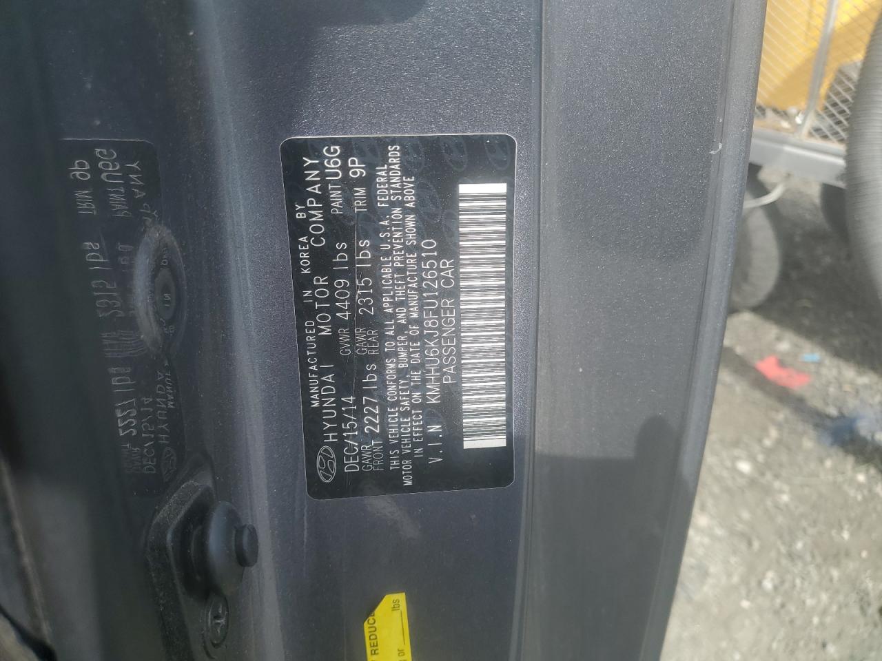 2015 Hyundai Genesis Coupe 3.8L VIN: KMHHU6KJ8FU126510 Lot: 86290525