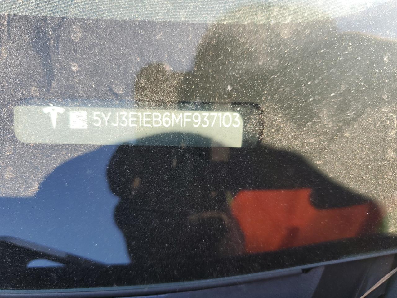 2021 Tesla Model 3 VIN: 5YJ3E1EB6MF937103 Lot: 86270005