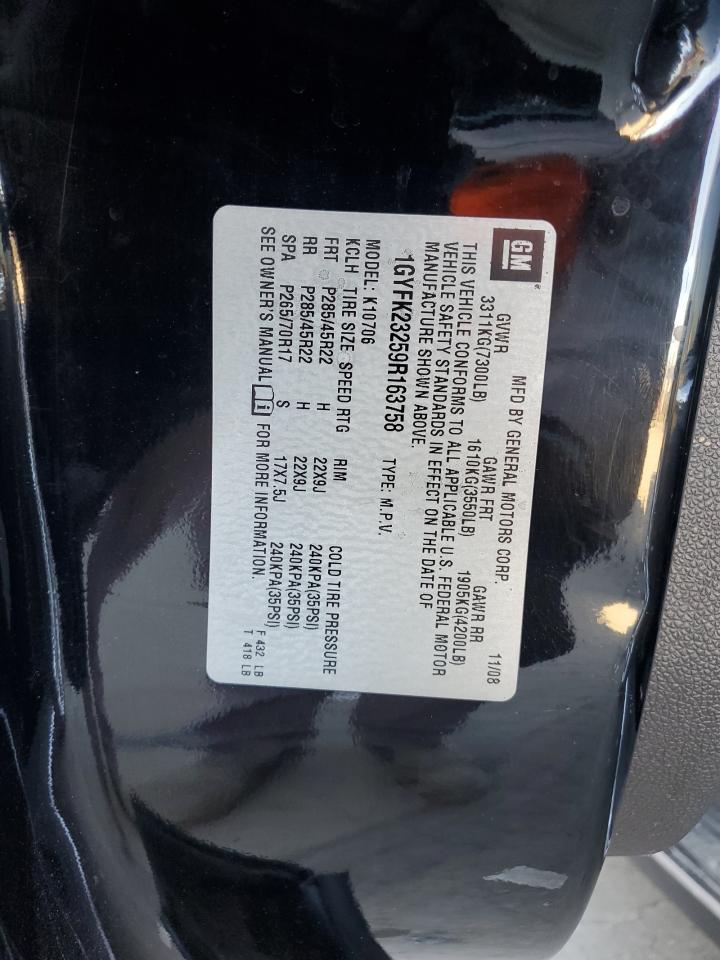 2009 Cadillac Escalade Luxury VIN: 1GYFK23259R163758 Lot: 90480105