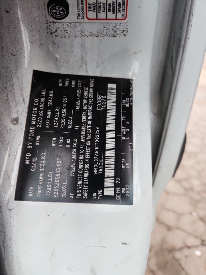 2012 Ford Transit Connect Xl VIN: NM0LS7AN1CT093234 Lot: 86073685