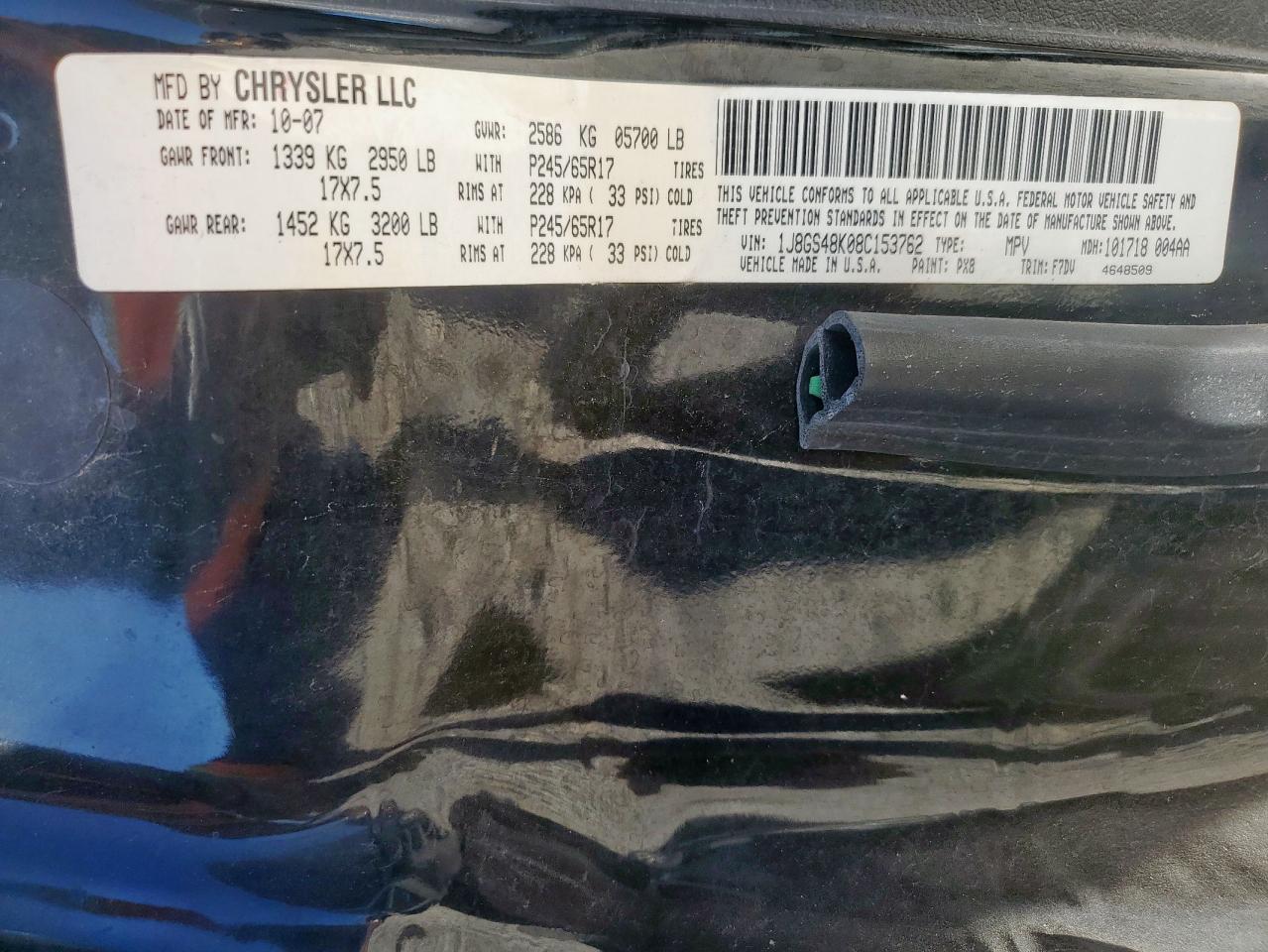 2008 Jeep Grand Cherokee Laredo VIN: 1J8GS48K08C153762 Lot: 85650855