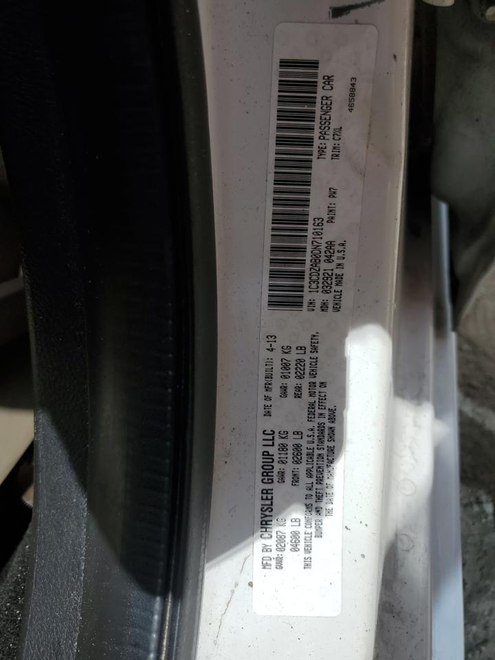 2013 Dodge Avenger Se VIN: 1C3CDZAB0DN710163 Lot: 84301105