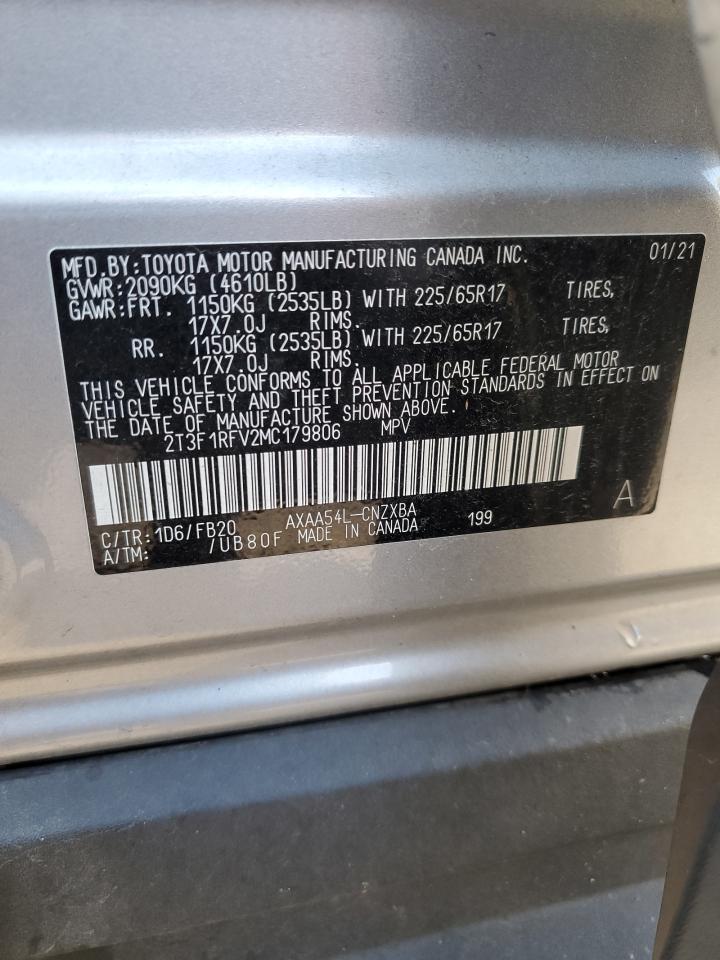 2021 Toyota Rav4 Le VIN: 2T3F1RFV2MC179806 Lot: 84894595