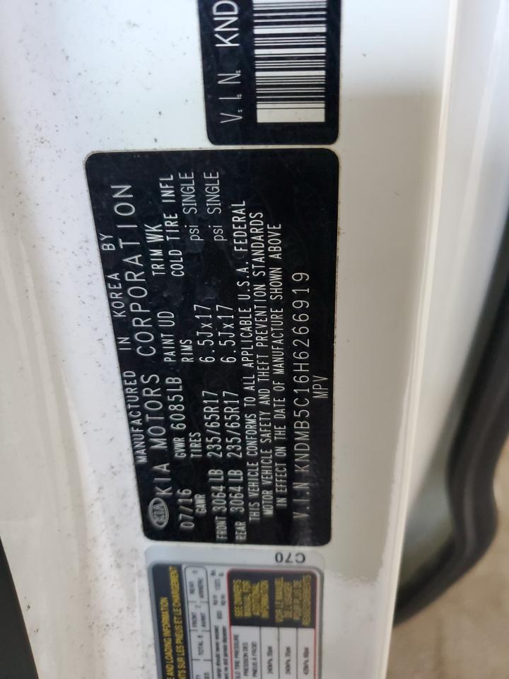 2017 Kia Sedona Lx VIN: KNDMB5C16H6266919 Lot: 90419855