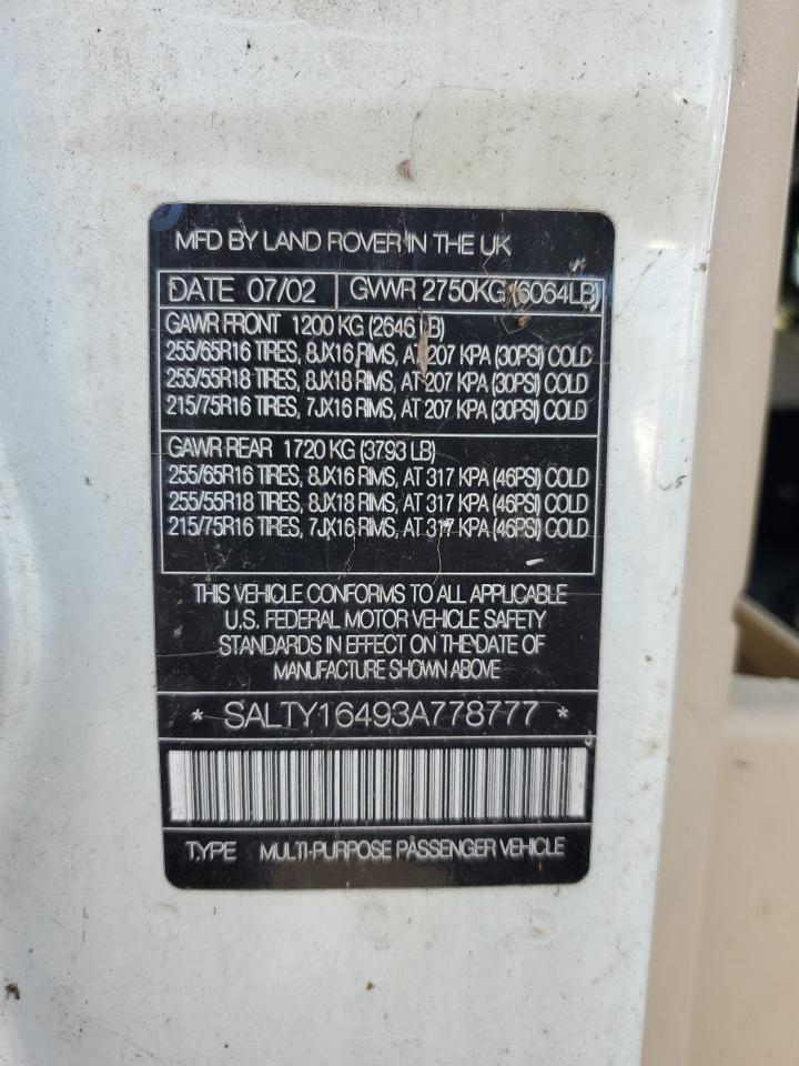 2004 Land Rover Discovery Ii Se VIN: SALTY16493A778777 Lot: 85927805