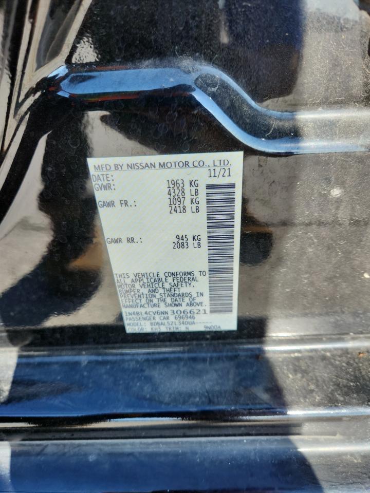 2022 Nissan Altima Sr VIN: 1N4BL4CV6NN306621 Lot: 86148165