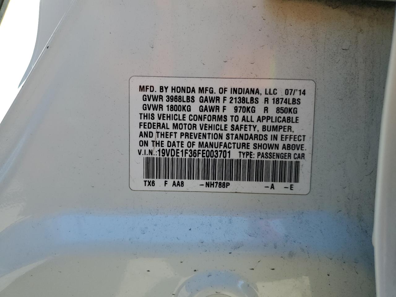 2015 Acura Ilx 20 VIN: 19VDE1F36FE003701 Lot: 90518825