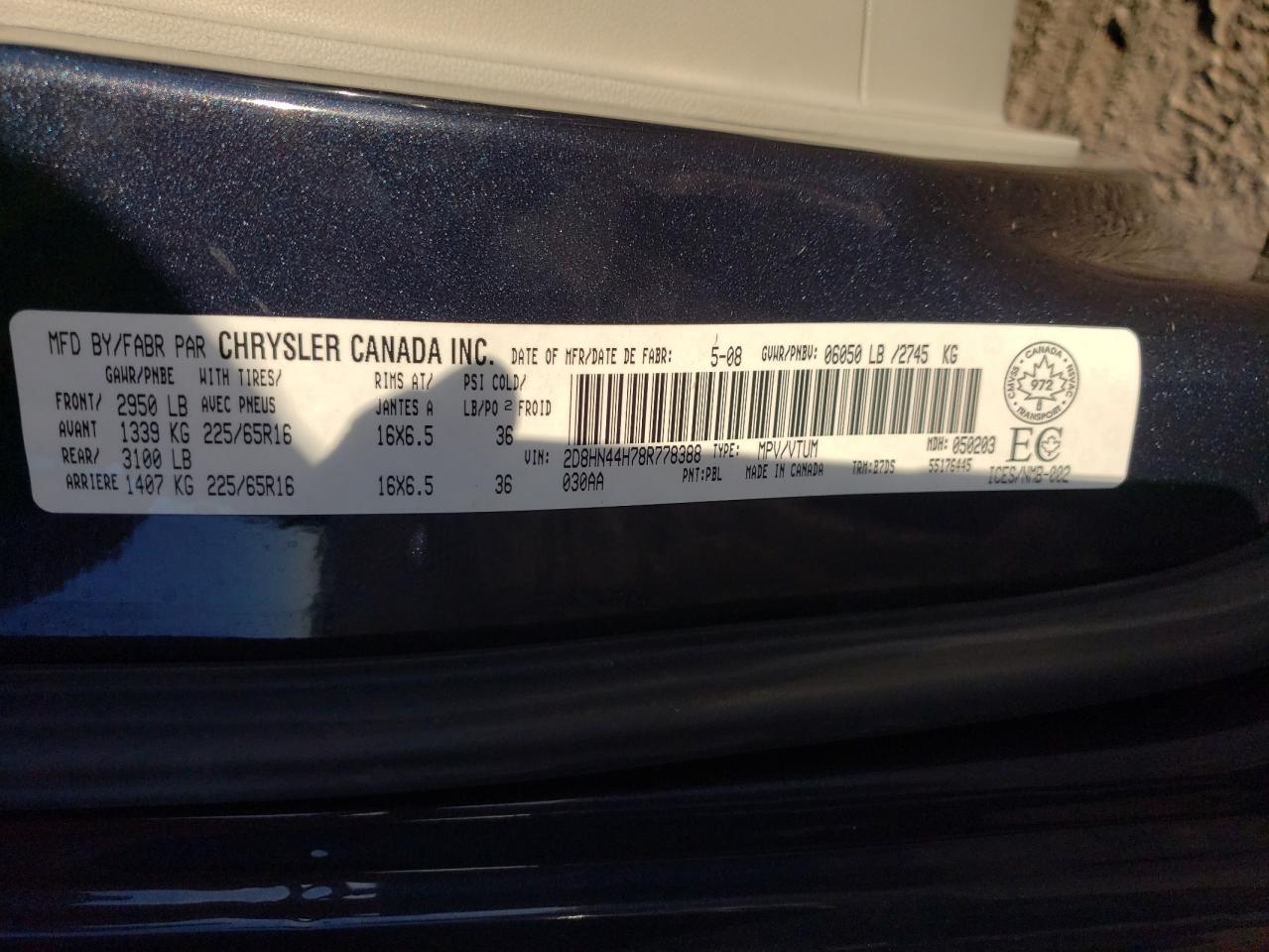 2008 Dodge Grand Caravan Se VIN: 2D8HN44H78R778388 Lot: 84874625