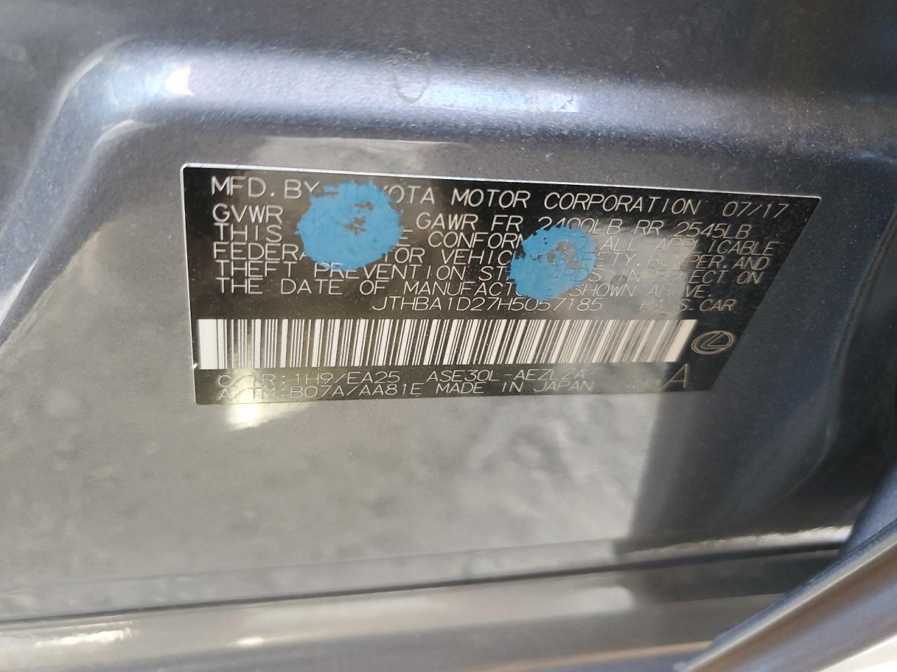 2017 Lexus Is 200T VIN: JTHBA1D27H5057185 Lot: 82190265