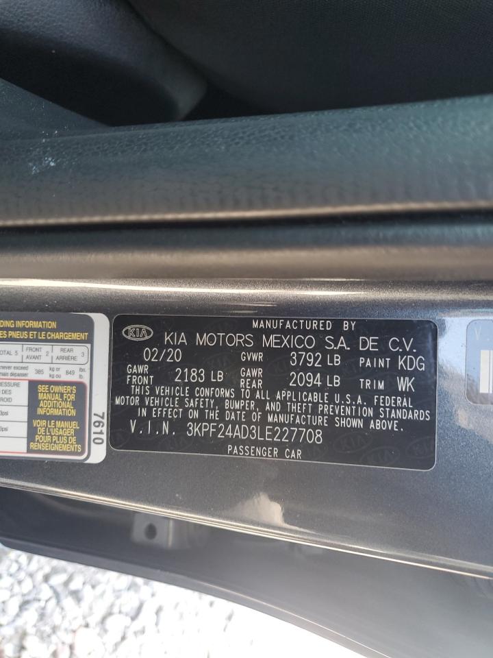 2020 Kia Forte Fe VIN: 3KPF24AD3LE227708 Lot: 87257635