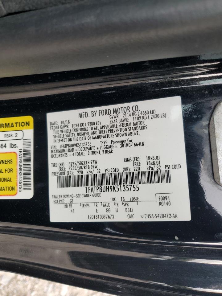 2019 Ford Mustang VIN: 1FATP8UH9K5135755 Lot: 84908415