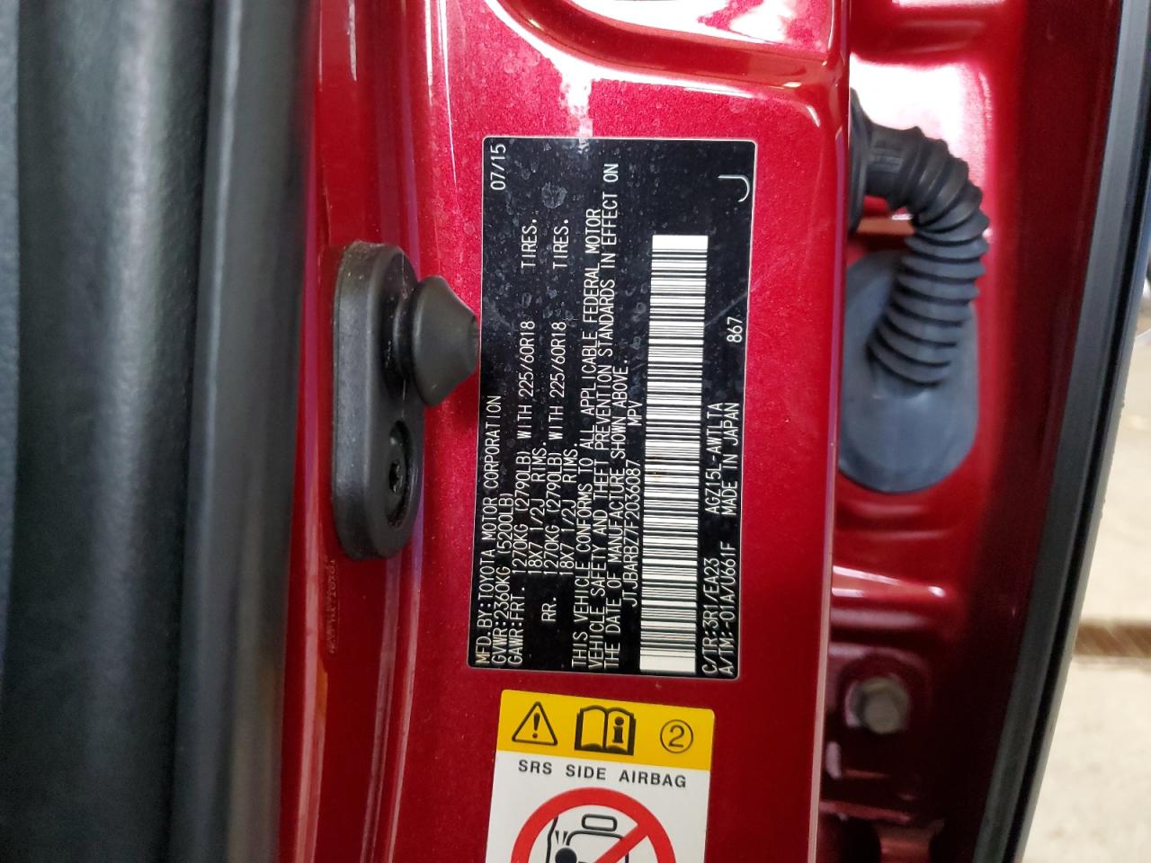 2015 Lexus Nx 200T VIN: JTJBARBZ7F2036087 Lot: 90285915