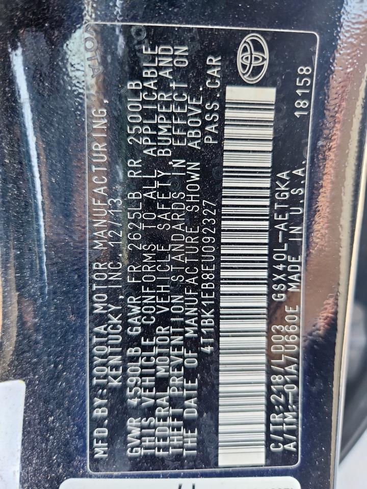 2014 Toyota Avalon Base VIN: 4T1BK1EB8EU092327 Lot: 86149955