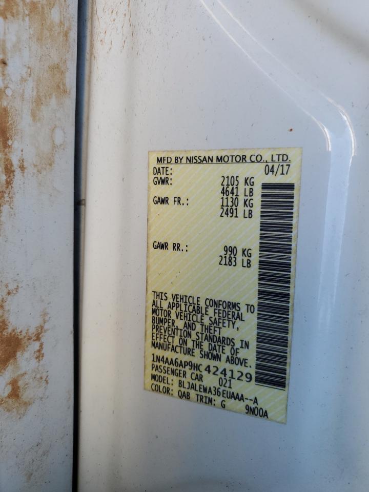 2017 Nissan Maxima 3.5S VIN: 1N4AA6AP9HC424129 Lot: 85864395