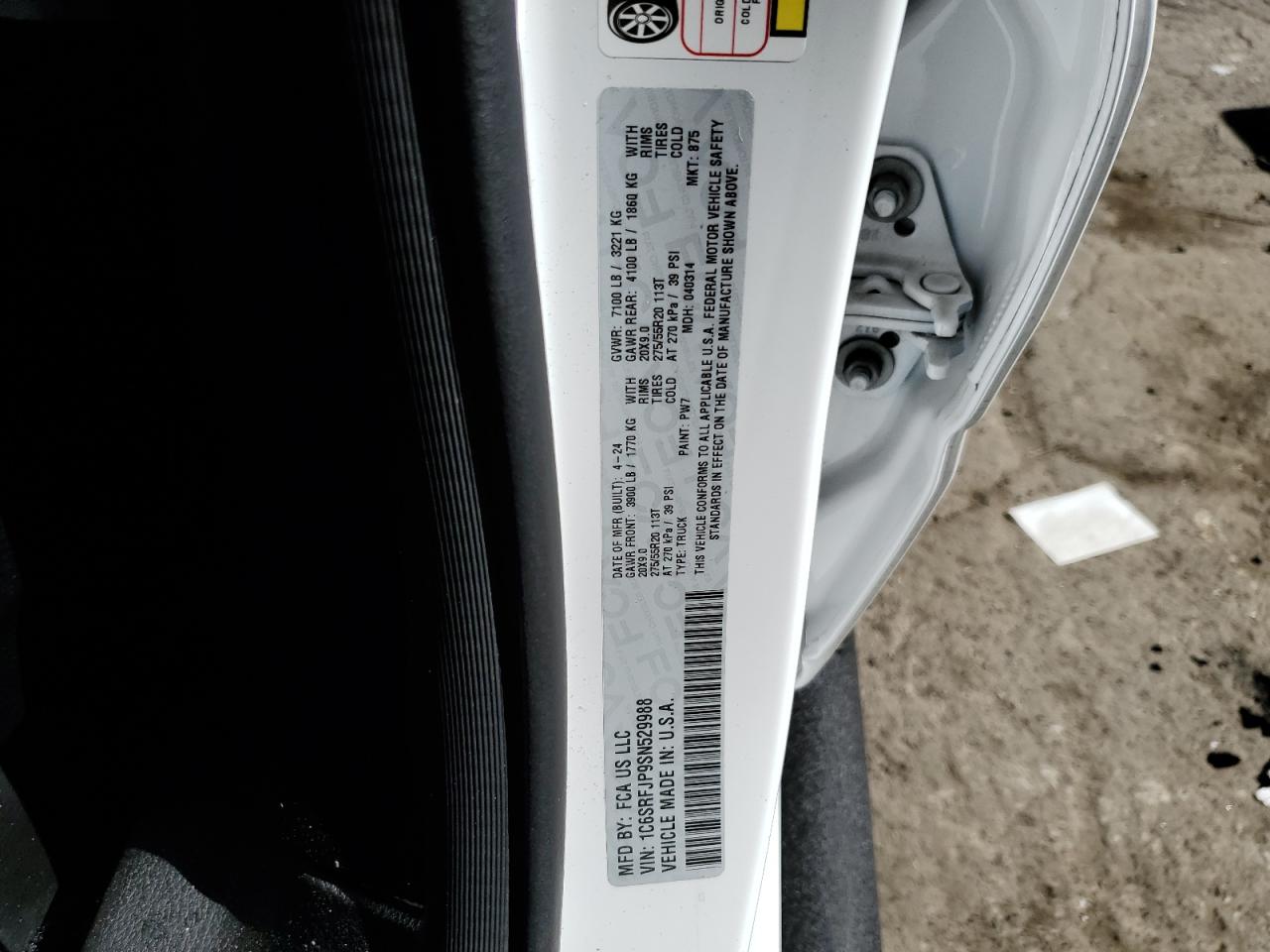 2025 Ram 1500 Laramie VIN: 1C6SRFJP9SN529988 Lot: 82008205