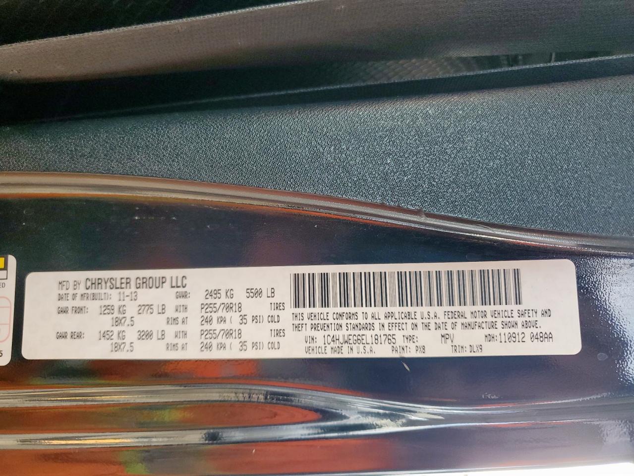 2014 Jeep Wrangler Unlimited Sahara VIN: 1C4HJWEG6EL181765 Lot: 85376685