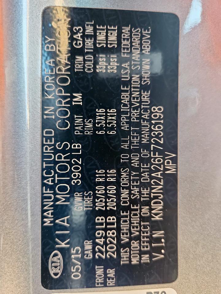 2015 Kia Soul VIN: KNDJN2A26F7236198 Lot: 82321125