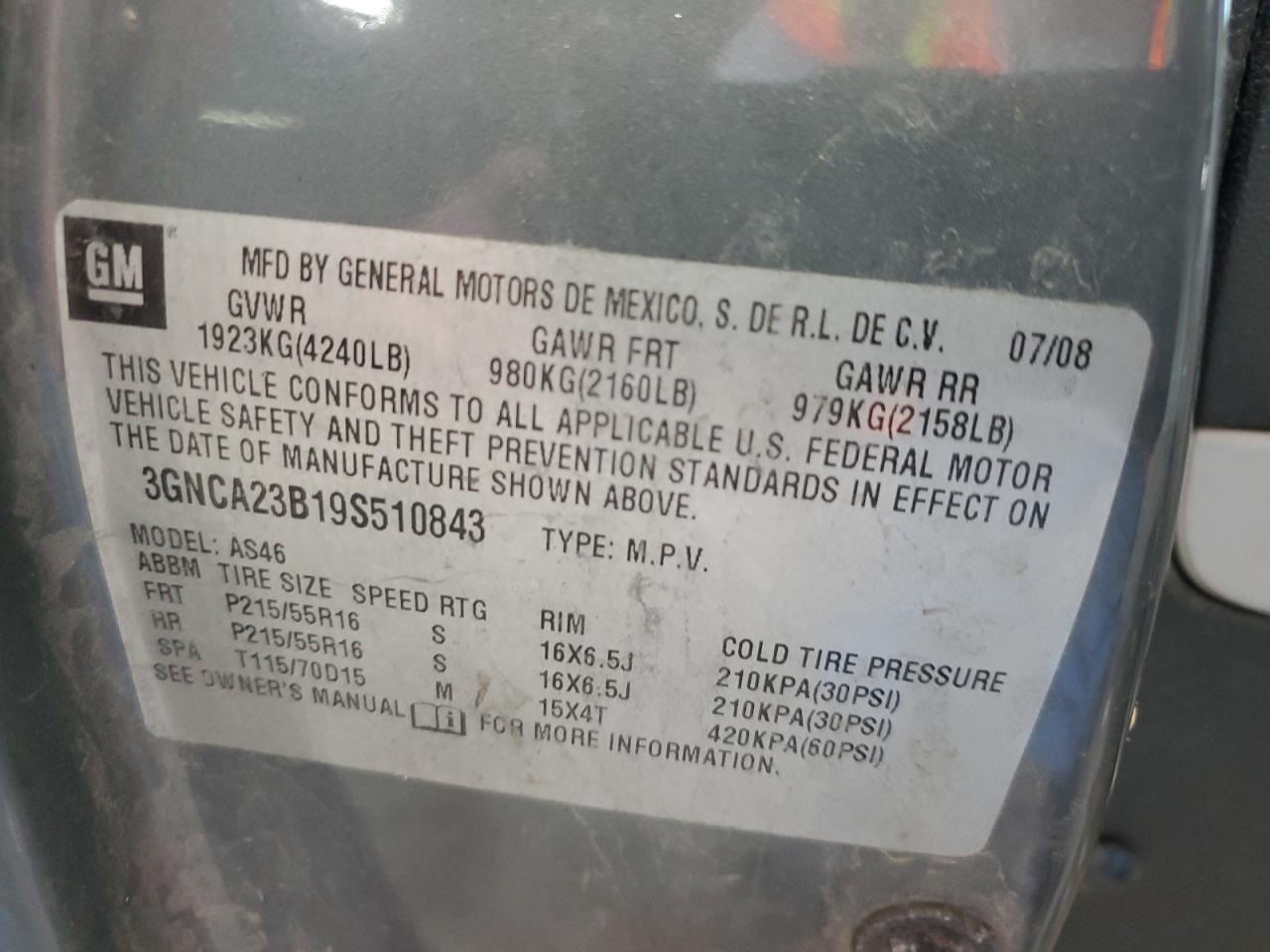 2007 Chevrolet Hhr Ls VIN: 3GNDA13D57S618282 Lot: 89697145