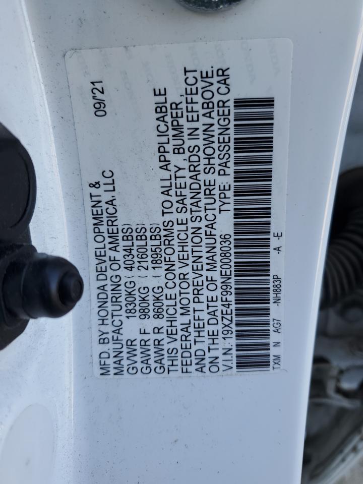 2022 Honda Insight Touring VIN: 19XZE4F99NE008036 Lot: 82753865