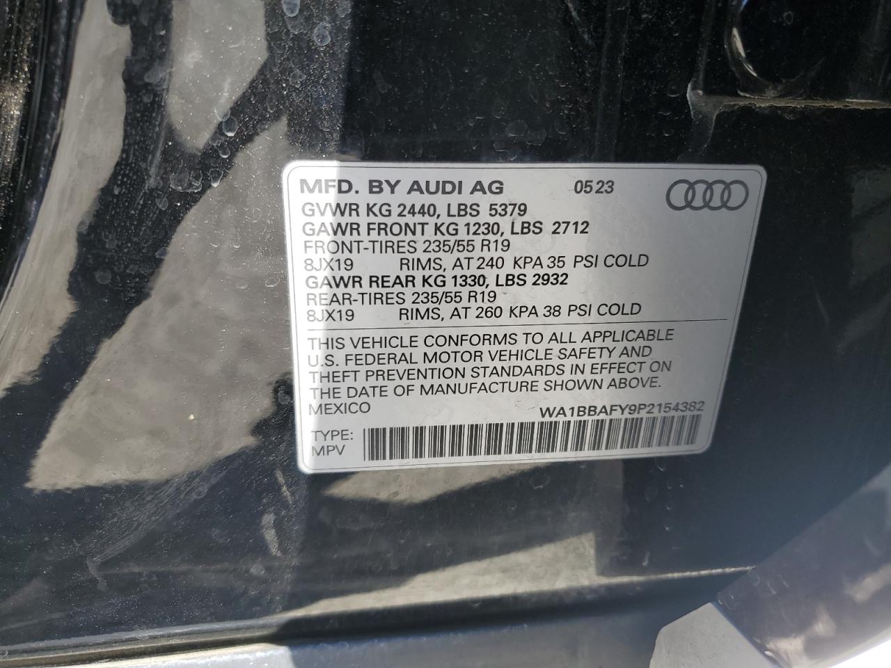 2023 Audi Q5 Premium Plus 40 VIN: WA1BBAFY9P2154382 Lot: 85183165