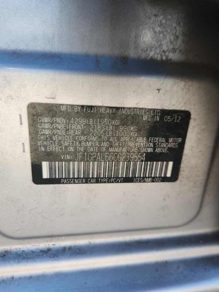 2012 Subaru Impreza Sport Premium VIN: JF1GPAL66CG239554 Lot: 87066145