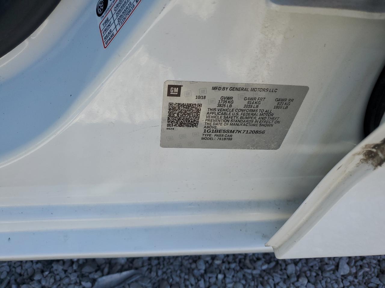 2019 Chevrolet Cruze Lt VIN: 1G1BE5SM7K7120856 Lot: 85820675