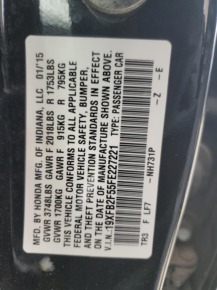 2015 Honda Civic Lx VIN: 19XFB2F55FE227221 Lot: 81957525