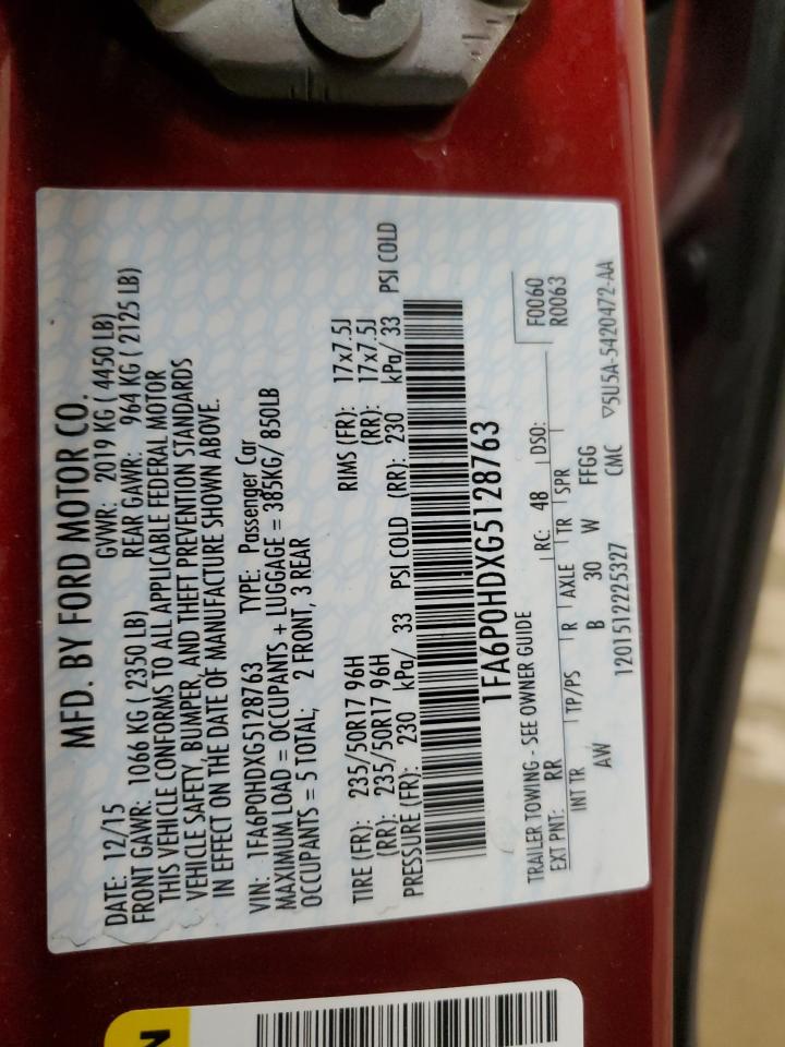 2016 Ford Fusion Se VIN: 1FA6P0HDXG5128763 Lot: 90633975