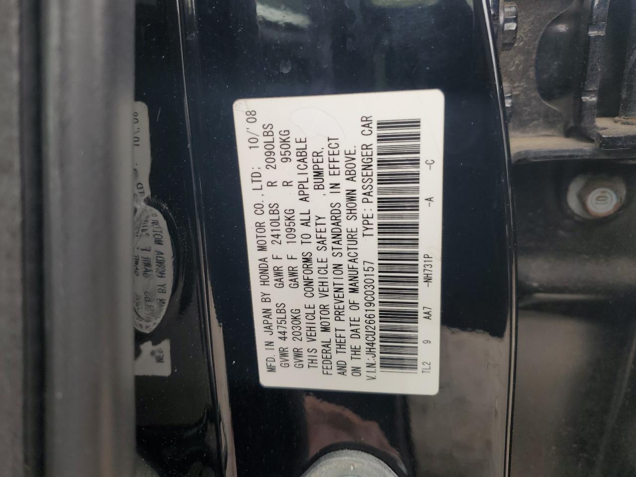 2009 Acura Tsx VIN: JH4CU26619C030157 Lot: 81972765
