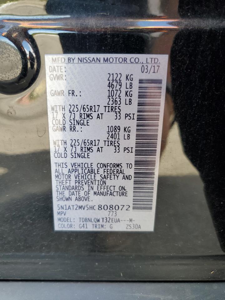 2017 Nissan Rogue Sv VIN: 5N1AT2MV5HC808072 Lot: 85181885