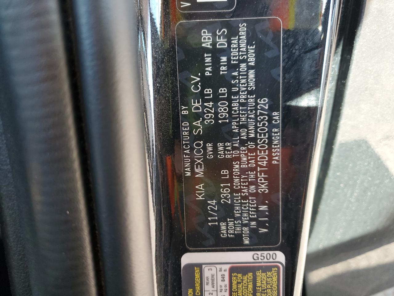 2025 Kia K4 Lx VIN: 3KPFT4DE0SE053726 Lot: 90493035