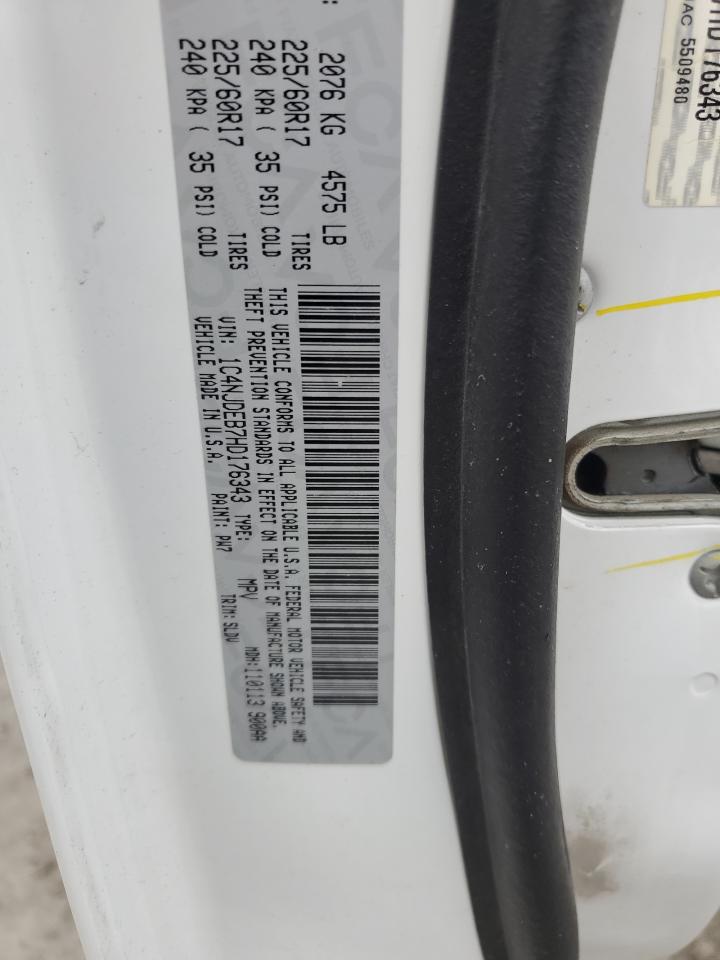 2017 Jeep Compass Latitude VIN: 1C4NJDEB7HD176343 Lot: 87081635