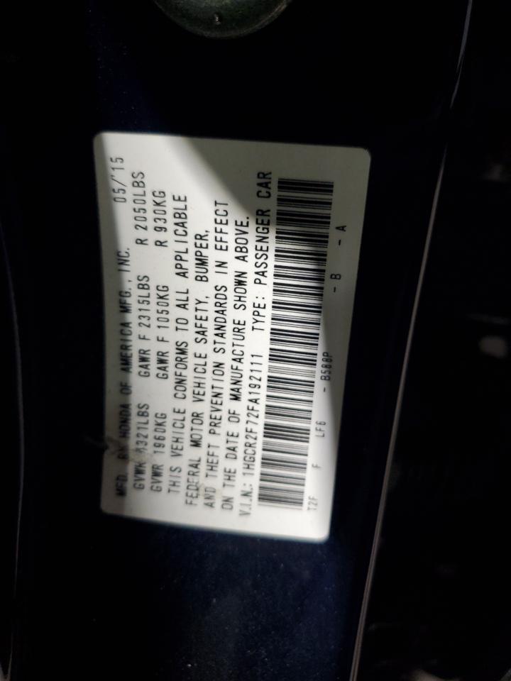 2015 Honda Accord Ex VIN: 1HGCR2F72FA192111 Lot: 81229025