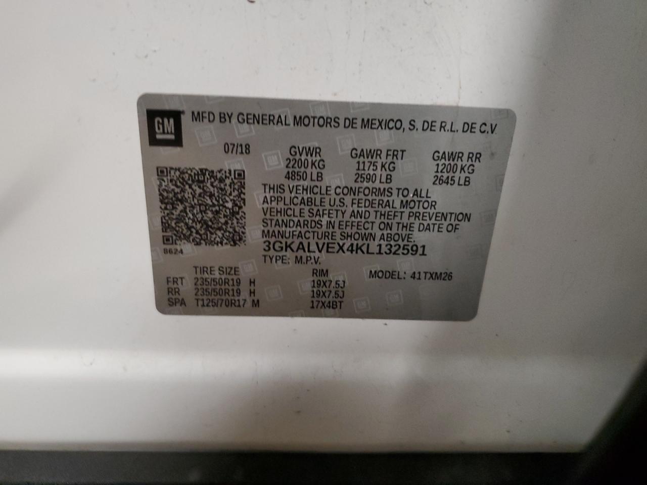 2019 GMC Terrain Slt VIN: 3GKALVEX4KL132591 Lot: 82605055