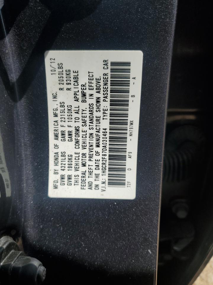 2013 Honda Accord Exl VIN: 1HGCR2F87DA030464 Lot: 85684275