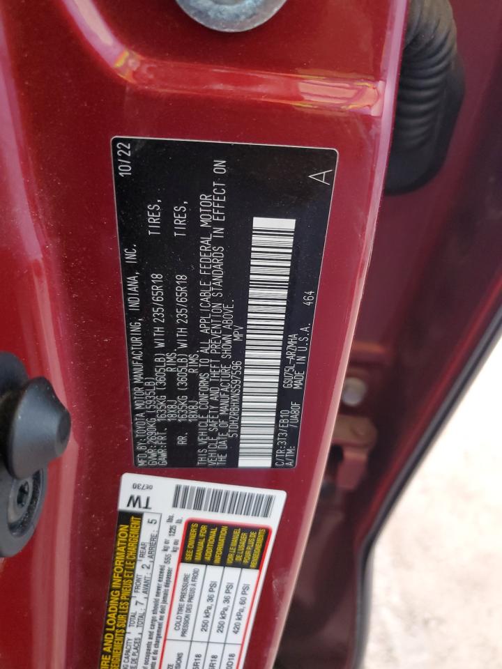 2022 Toyota Highlander Xle VIN: 5TDHZRBHXNS597596 Lot: 84764705