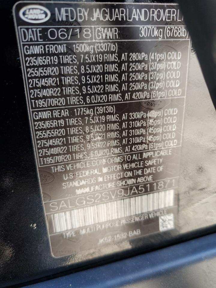 2018 Land Rover Range Rover Hse VIN: SALGS2SV9JA511871 Lot: 80916775
