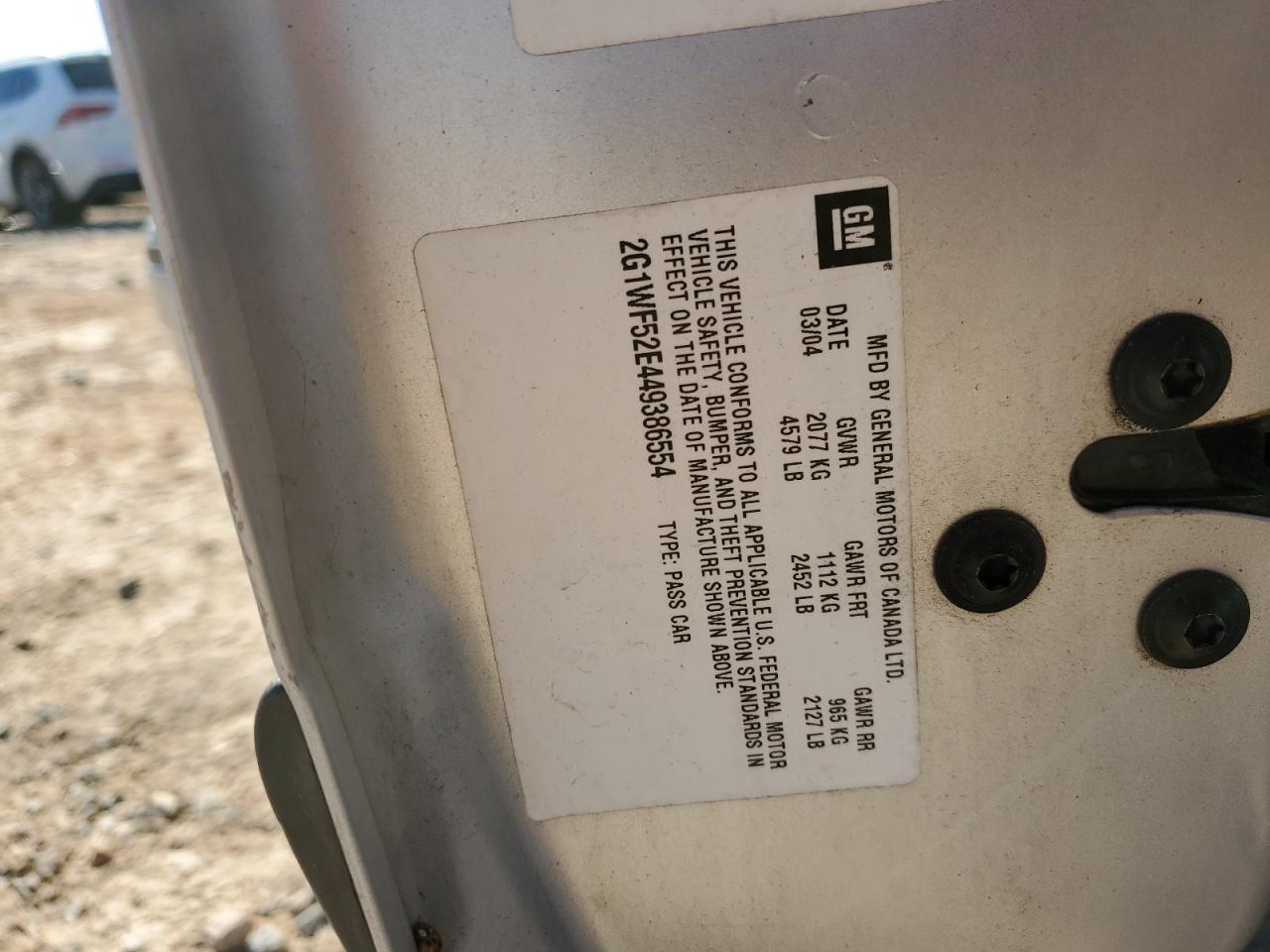 2004 Chevrolet Impala VIN: 2G1WF52E449386554 Lot: 82236275