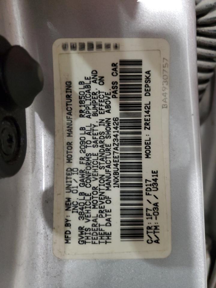 2010 Toyota Corolla Base VIN: 1NXBU4EE7AZ341426 Lot: 86618125