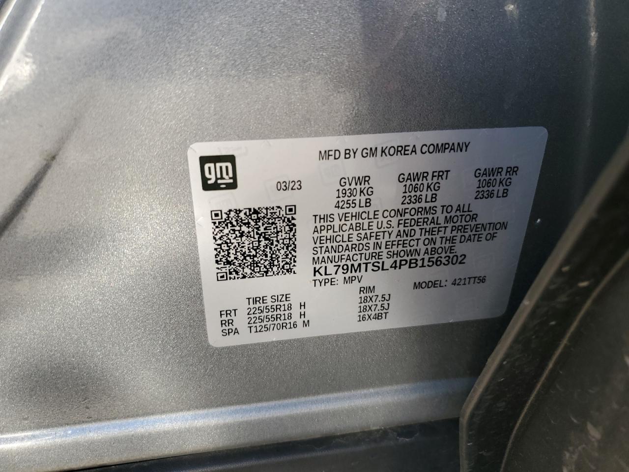 2023 Chevrolet Trailblazer Rs VIN: KL79MTSL4PB156302 Lot: 82255705