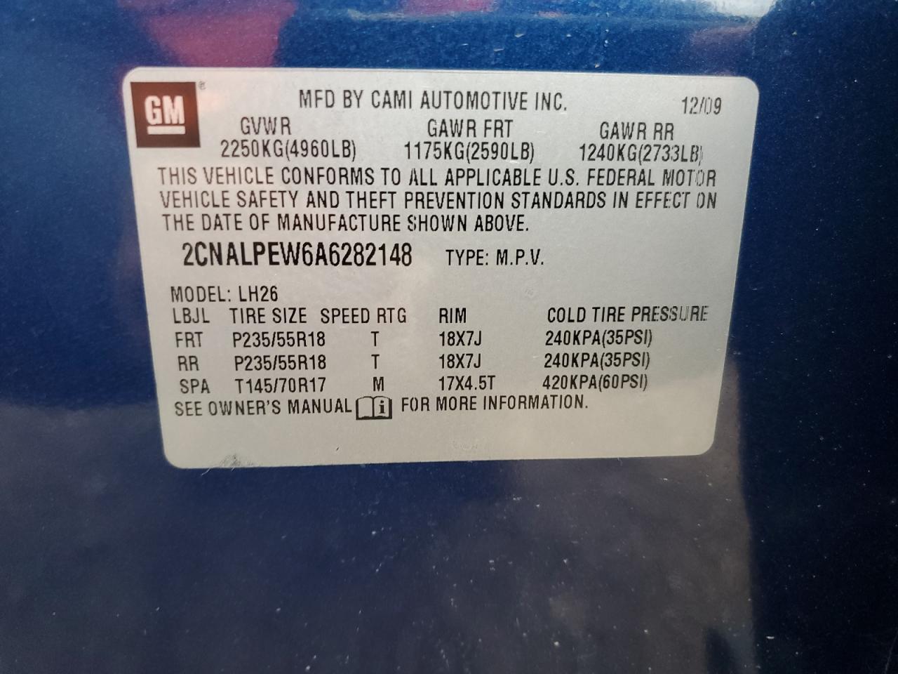 2010 Chevrolet Equinox Lt VIN: 2CNALPEW6A6282148 Lot: 82331475