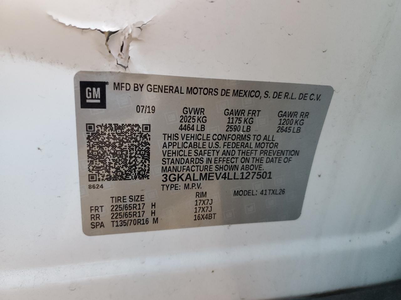 2020 GMC Terrain Sle VIN: 3GKALMEV4LL127501 Lot: 84591865