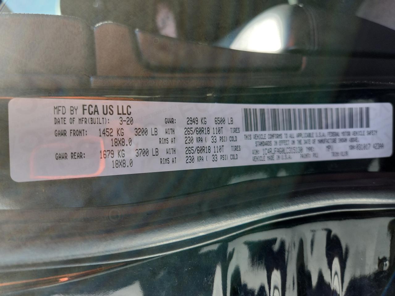 2020 Jeep Grand Cherokee Laredo VIN: 1C4RJFAG0LC315130 Lot: 84604105