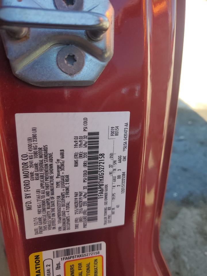 2016 Ford Mustang VIN: 1FA6P8THXG5272158 Lot: 85366725